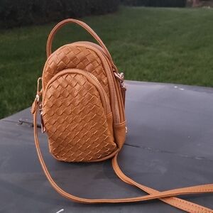 Mellow world Elegant Mustard Woven Crossbody FannyPack Bag